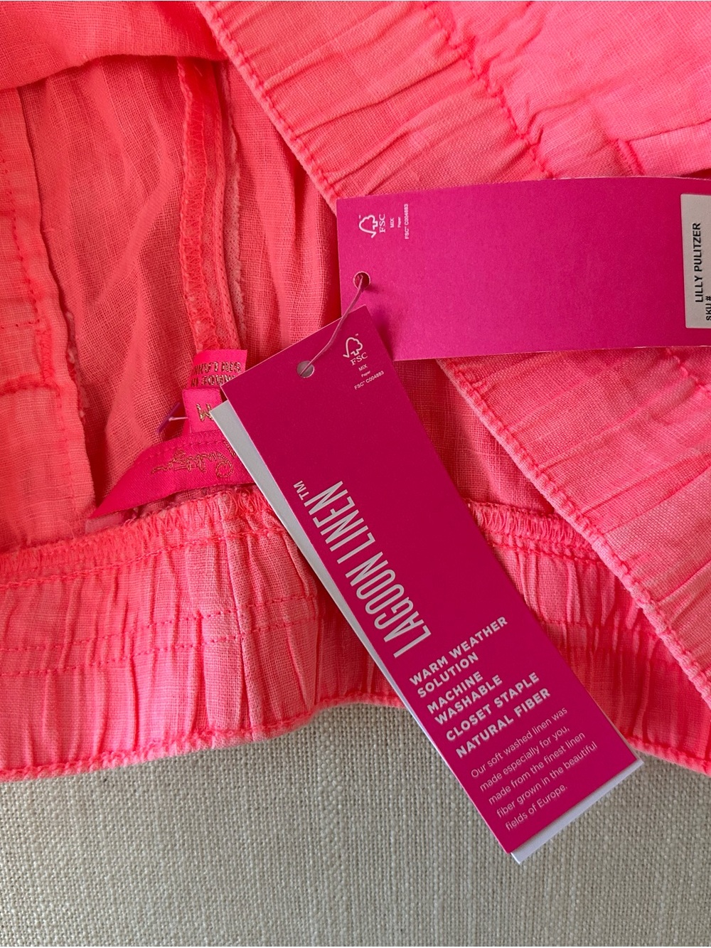 Lilly Pulitzer Coral Pink High-Waist Linen Shorts